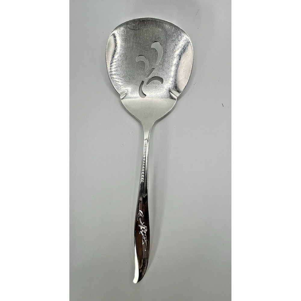 1847 Rogers Bros IS Magic Rose Silverplate Tomato Server Pierced Serving Spoon